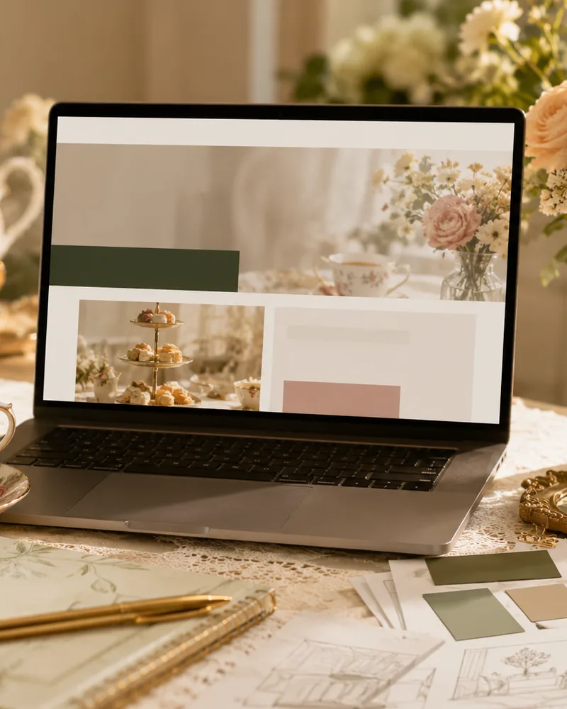 Laptop displaying an elegant hospitality website design